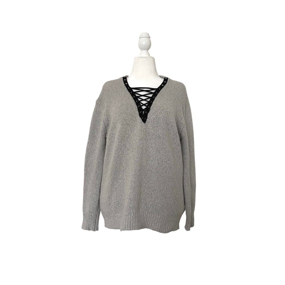 Entro | Lace up eyelet sweater | Grey | Large
